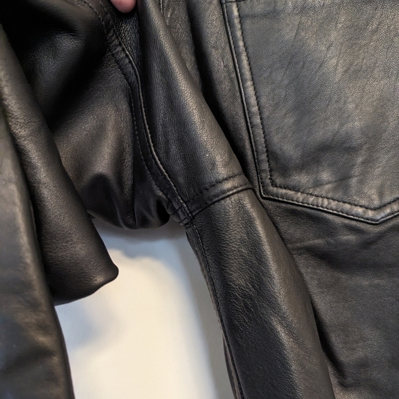 Vintage 90s Y2K Black Leather Straight Leg Pants Minimalist - Picture 12 of 15